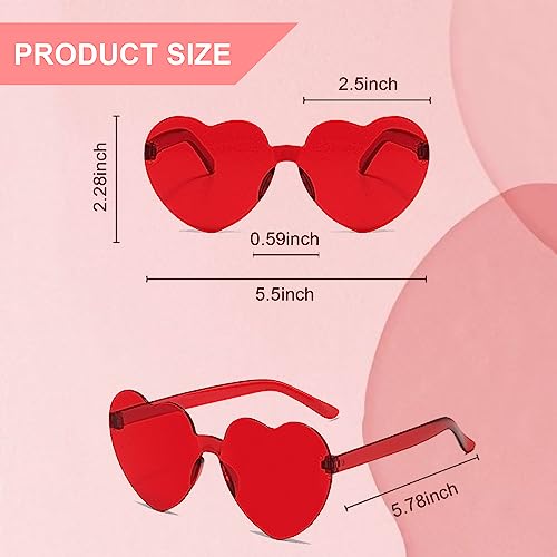 30 Pairs Heart Shaped Sunglasses, Valentine's Day Sunglasses, Candy Color Frameless Heart Glasses, Frameless Hearts Glasses Bulk for Party Favor Valentines Day2