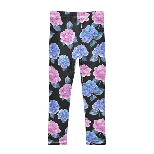 Blue Red Hydrangea Girls Casual Leggings for Kids Printed Long Pant Bottoms Stretch and Soft2