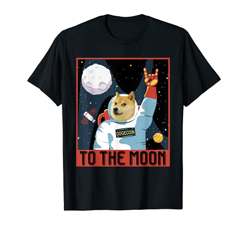 Dogecoin Cool Men's Moon Astronaute Meme Crypto Doggy Miner T-Shirt