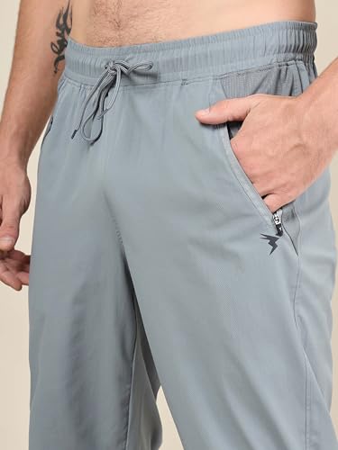 Image of TECHNOSPORT Mens Woven Regular Fit Activewear Joggers for Running, Gym, Sports and Regular Use Stretchable, Colorblock and Antimicrobial