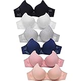 Womens 6 Pack of Everyday Plain, Lace, Wireless Bra (4326P1, 36C)