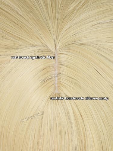 Image of Blonde Curly Ponytail Anime Wig with Bangs 27.5'' Blonde Twin Tail Wigs | Light Golden Orange Gradient Pigtails Wig for Women Costumes Party Halloween