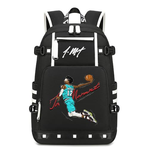 Basketball Player 12 Student Backpack Men's and Women's Laptop Backpack Ultralight Travel Bag Schoolbag (Black2)