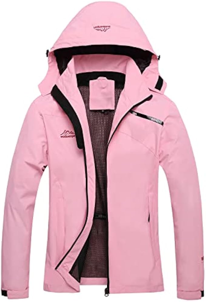 GIISAM Women's Waterproof Rain Jacket,Lightweight Windproof Full Zip Women's Packable Fall Raincoat Windbreaker with Hood