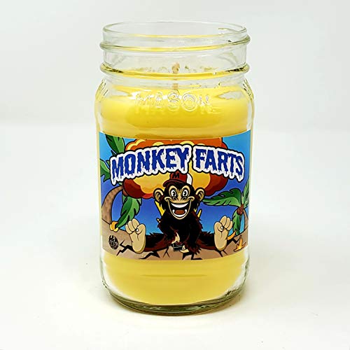 Monkey Farts Candle ~ Premium All Natural Soy Candle ~ Mason Jar Candle ~ Funny Candle With Amazing Scent (16Oz Mason Jar) #TOP1