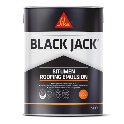 Image of Sika Black Jack 906 Bitumen Roofing Emulsion, Black, 5 Litre