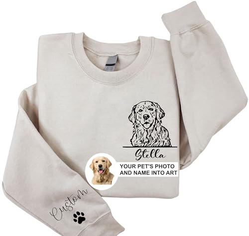 Custom Pet Portrait Hoodie, Personalized Cat Sweatshirt Using Photo+Name,