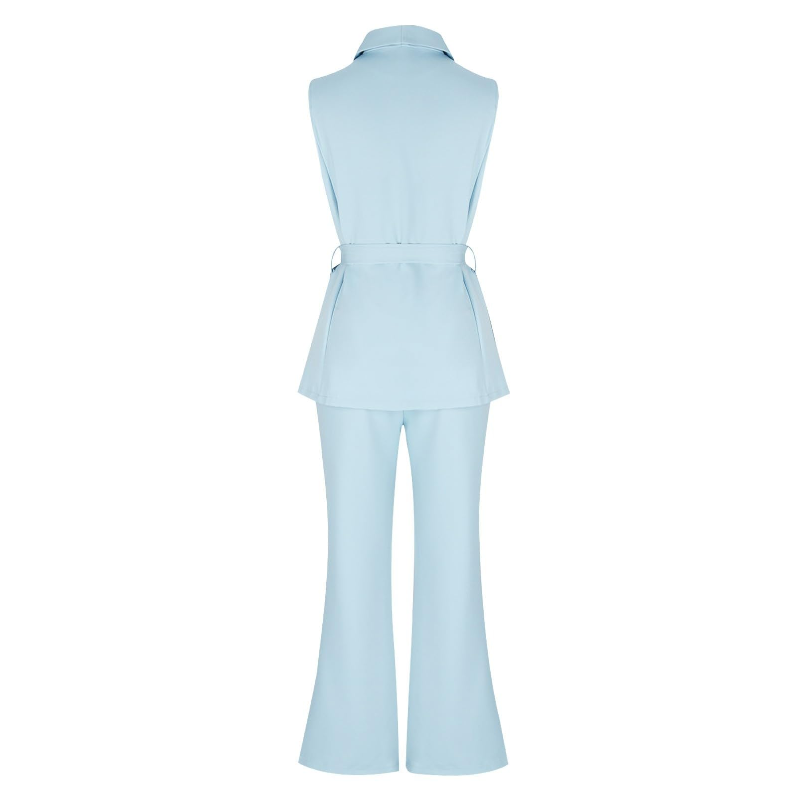 NUSGEAR Traje de 2 Piezas Mujer Moda Blazer sin manga y Pantalones largo verano Otoño Chalecos Slim Fit Elegante Negocios Oficina Fiesta Cena Casual color sólido Traje Chaqueta Basic Conjunto 2025