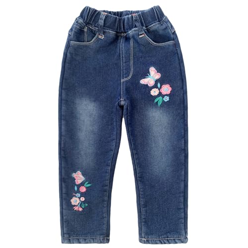 Peacolate 4-9 Years Winter Little Girls Fleece-Lined Thicken Jeans2