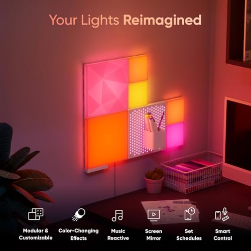 Pacchetto di Espansione Blocks | 4 Mini Quadrati (Richiede Kit Iniziale), Pannelli Decorativi RGBW per Pareti, Luce Diffusa Temperatura Colore regolabile 2700K a 6500K (11,6 x 11,6 cm) - Illuminazione - Immagine 1