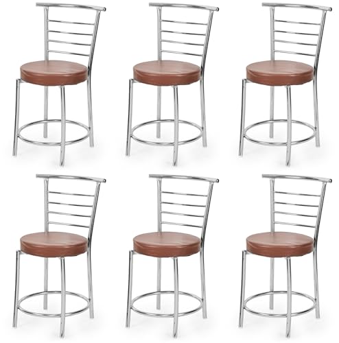 Image of Goyal steel & furniture Chairs for Dining Table, Steel Chair, Dining Chair with Comfortable Cushion (6, Brown, Standard)