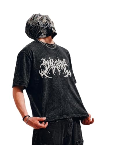 Moonkey Cotton Oversized Drop Shoulder T-Shirt Acid Wash Street Style
