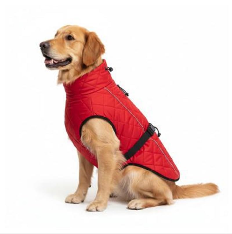 Dog Fur Jacket for Large Dogs (Red- 22-Inch) - Soft, Stretchable Knit Dog Winter Clothes to Keep Labrador, Boxer & Indie Warm, Cozy and Stylish