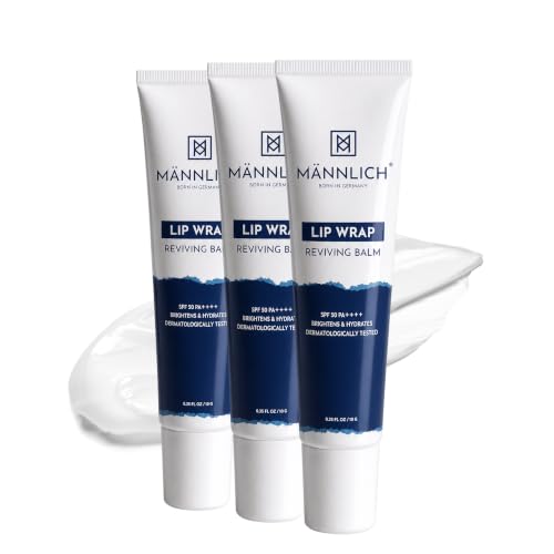 Image of Mannlich Lip Balm for Men (10g) Lip Care with SPF 50 PA++++ Protection - Lip Lightening for Dark, Dry & Chapped Lips - Moisturizes, Nourishes & Softens Lips, Long-Lasting Hydration with 2% Kojic Acid & 1% Hyaluronic Acid (Pack of 3)