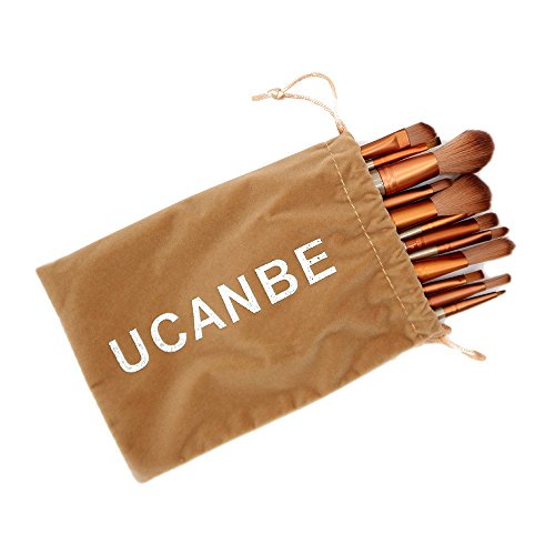 Ucanbe 12 Pieces Makeup Brush Set Professional Face Eye Shadow Eyeliner Foundation Blush Lip Makeup Brushes Powder Liquid Cream Cosmetics Blending Brush Tool