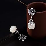 Tamaño: 10mm ancho jade flor plata 11cm Peso aproximadamente 5g