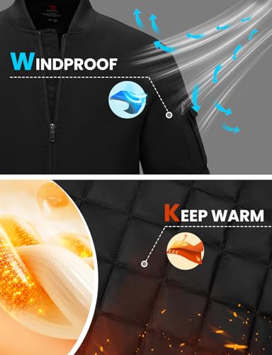 Image of TBMPOY Men's Winter Bomber Jacket Fall Casual Windbreaker Softshell Jackets