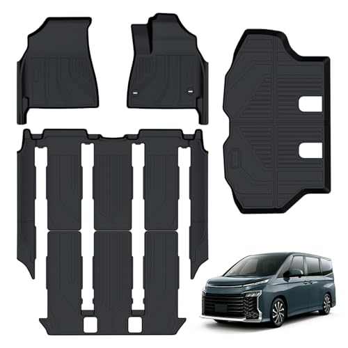 トヨタ 新型 ヴォクシー ノア90系 7人乗り フロアマット+セカンドマット+3列目フロアマット+ラゲッジマット 5点セット 立体構造 ノア90系トランクマット ヴォクシー TPE素材 防水 滑り防止 耐汚れ カスタムパーツ アクセサリーカー用品 2022