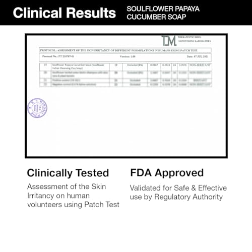 Image of Soulflower Handmade Papaya Cucumber Soap - Pure, Natural, Coldprocessed Grade 1 BIS Standard Luxury soap with Essential oils,Exotic herbs & Aroma 150g - Pack of 2 | Clinically Tested |