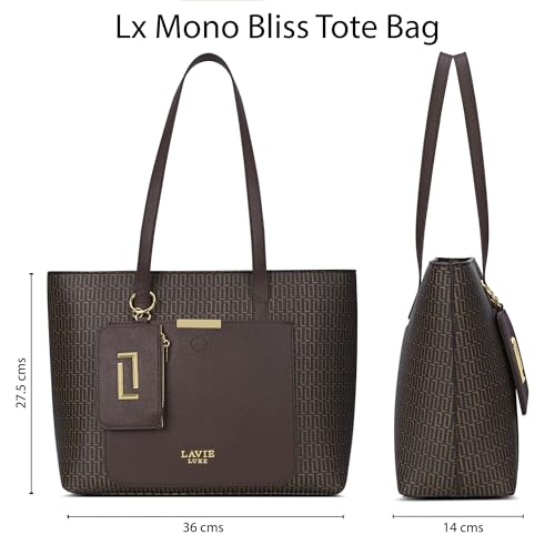 Image of Lavie Luxe Women's Monogram Bliss Tote Handbag | Tote Bag For Work | Ladies purse | Stylish Shoulder Bag | Gift For Women