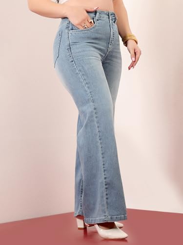 Image of Miss Chase A+ Women's Bootcut High Rise Regular Length Stretchable Denim Jeans