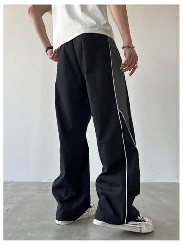 GORGLITTER Men's Letter Wide Leg Baggy Sweatpants Y2k Hip Hop Fashion Track Pants2