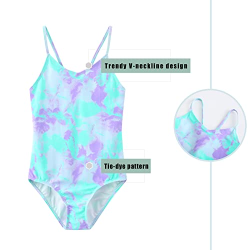Image of Girls One Piece Swimsuits Hawaiian Floral Bathing Suit for Kids Adjustable Straps Swimwear 3-16 Years