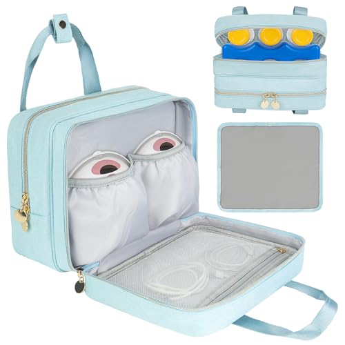 Image of Jaffzora Wearable Breast Pump Bag with Cooler Compartment,Breast Milk Pump Travel Bag Compatible with Willow,Elvie,Medela Pump&Momcozy M5/S12 Pro, Carrying Case for Pump Parts and Bottles,Blue