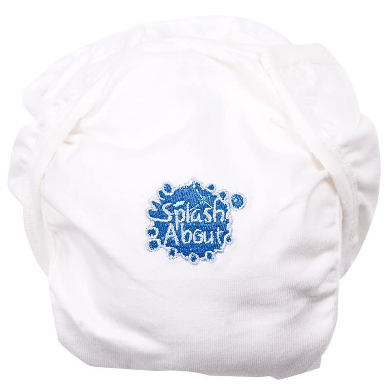Splash About Pack of 2 Kids Single Nappy Wrap, White, Small (0-4 Months), 100% Cotton, Machine Washable, Reusable. (S)