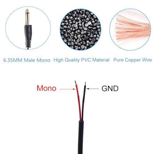 3PCS 0.3M 6.35mm Male Plug Open End Cable miniatura 4