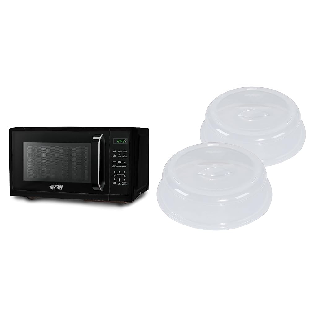 COMMERCIAL CHEF Small Microwave 0 9 Cu Ft Countertop Microwave with Touch Controls Digital Display Black Nordic Ware
