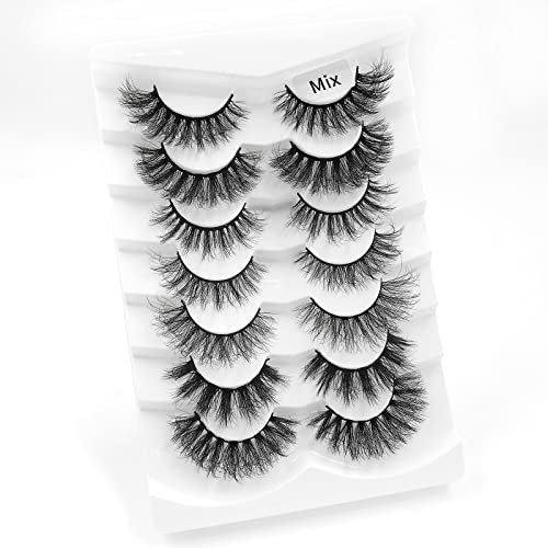 Iflovedekd 7 Styles False Eyelashes 7 Pairs Eyelashes Natural Look 3D Fake Eyelashes 100% Handmade Long Lashes Natural Look Dramatic Lashes Pack Reusable Natural Lashes Soft Fluffy Eye Lashes #TOP1