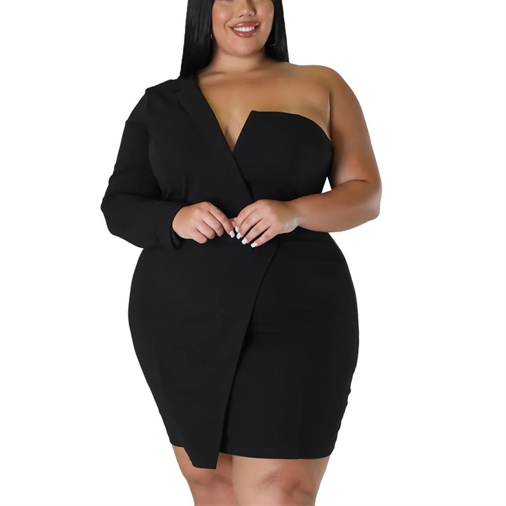 plus size mini dresses cocktail and party Amazon.com: GHAKKE Women's Sexy Plus Size Mini Dress Fashion One Shoulder  Long Sleeve Bodycon Wrap Cocktail Evening Party Dresses (Color : Black, Size  : 4X-Large) : Clothing, Shoes & Jewelry