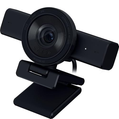 Kiyo V2 - Webcam 4K 30 FPS con inquadratura automatica basata sull'intelligenza artificiale - Gamma dinamica elevata - Obiettivo ultra-grandangolare - Compatibile con OBS e Xspli | Nero