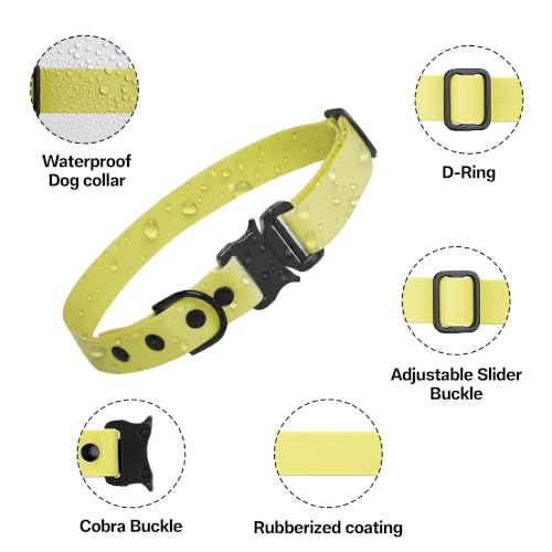 Image of Adil's Biothane Waterproof Dog Collar, Dog Leash & Collar Leash Combo | Heavy Duty TPU Coated Webbing | Adjustable Quick Release Buckle | Odour Resistant (Yellow, M-18, Collar only)