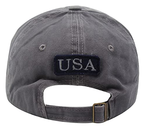 Image of IZUS Men's USA-Flag-Embroidered Baseball-Cap Washed-Cotton Dad-Tracker-Hat American-Independence-Day