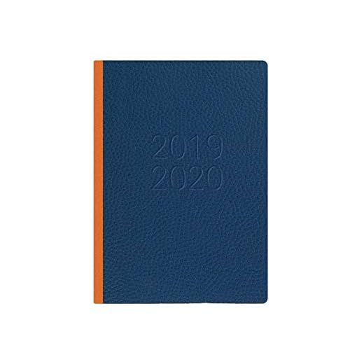 LETTS skolkalender två toner A5 1 vecka på 2 sidor flerspråkig marinblå orange 2019/20