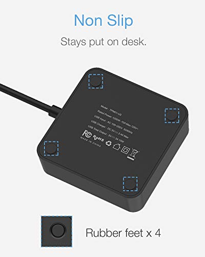 Power Strip With 3 Usb 3 Outlet, Desktop Charging Station 5 Ft Flat Plug Extension Cord, Small And Portable For Cruise Ship, Dorm Room, Black #TOP5