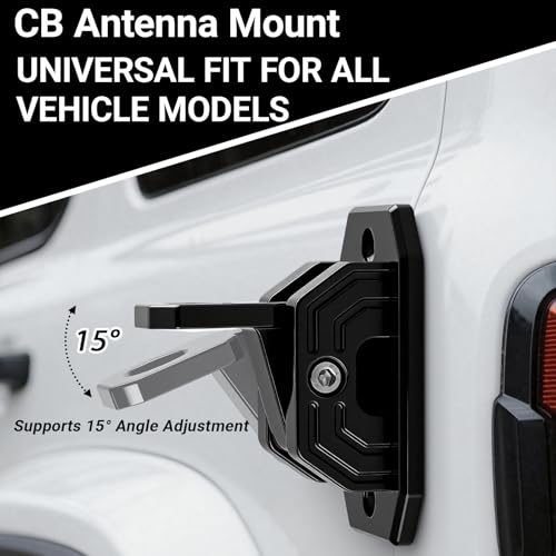 Image of CB Antenna Mount, 2-Way Installation Universal Heavy Duty No-Drill CB Antenna & Flag Whip Mount Bracket Kit, Adhesive Tape & Screw Mount for Trucks, RV, Off-Road Vehicles, Boat, Motorcycle (Black)