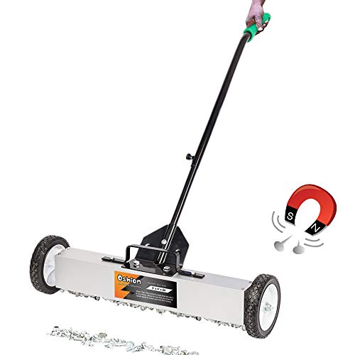 Flash Deals - 70% OFF Goujxcy 24-Inch Rolling Magnetic Sweeper with Wheels,with 30LBS Capacity,quick Release Latch,Adjustable Handle, for Nails Needles Screws Collection
