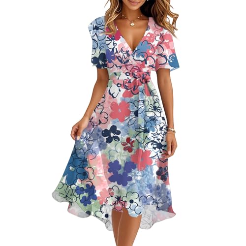 Spring Summer Chiffon Midi Dresses for Women 2025 Elegant Classy Wedding Guest Floral Formal Cocktail Prom Dress