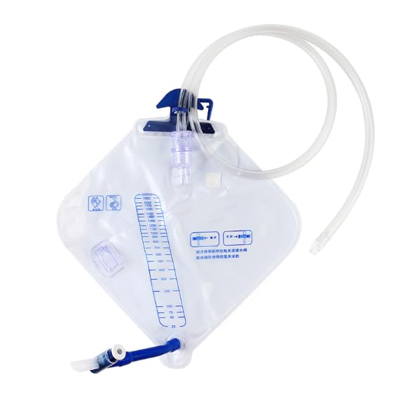 Sac de drainage urinaire de 2000 ml, sac d'urine avec chambre anti-reflux, pour les aides à la santé à domicile et aux hôpitaux,30 pcs