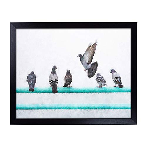 Lap Tray with Cushion | Pigeons Painting | Padded Bean Bag Cushion | For Eating, Working, Crafting, Laptop | Portable Table Desk