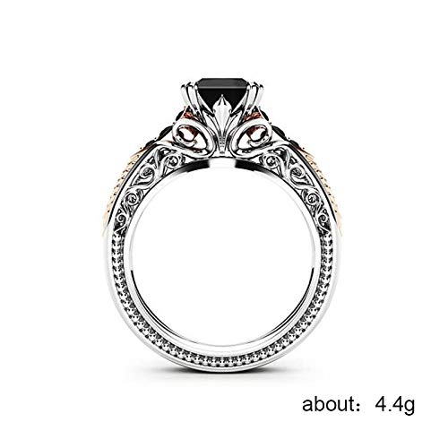 Vintage Fashion S925 Sterling Silver Black Square Ladies Ring Delicate Cutout Zircon Moissanite Zircon Set Carat Diamond Elegant Cutout Ring Eternity Engagement Ladies Wedding Rings czc0173