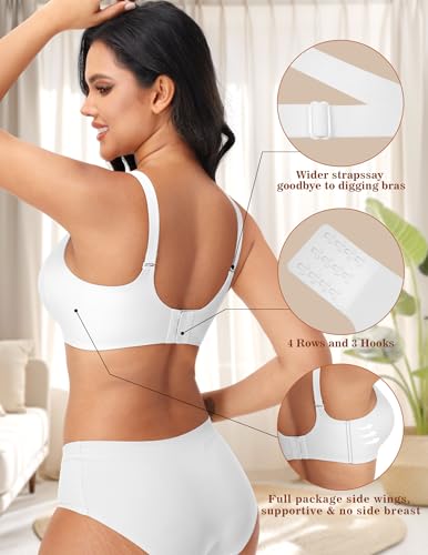 Image of PoseFree Full Coverage Bra No Underwire, with Seamless Design & Supportive Jelly Strip Technology White M