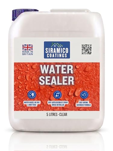 Siramico Coatings Premium Water Sealer | Clear Waterproofer | 5 Litres | Water Sealer for Brick Concrete Motar & Stone