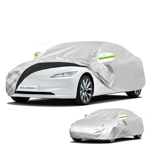 GORDITA Custom Fit Car Cover for Tesla Model 3 All-Weather Protection Anti-Scratch Waterproof Blocks Rain/Sun/Snow/Dust
