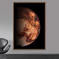 Framed Canvas Wall Art Planet Astronomy & Space Bedroom Colorful Contemporary Moon Multicolor Photography - 16x24 inches
