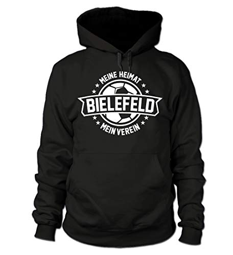 shirtloge - Bielefeld - Meine Heimat Mein Verein - Fan Kapuzenpullover - Schwarz - Größe XL