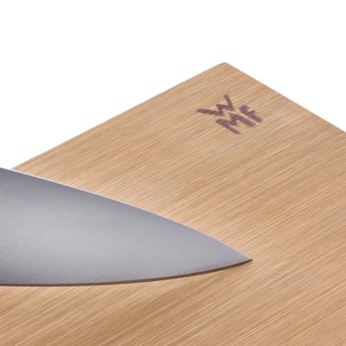 Foto von WMF Schneidebrett Bambus natur, 38 x 25 x 1,9 cm, Hackbrett, Bambus Brett, Holzbrett rechteckig, Schneidebrett Holz, Tranchierbrett mit Saftrille, Küchenbrett klingenschonend